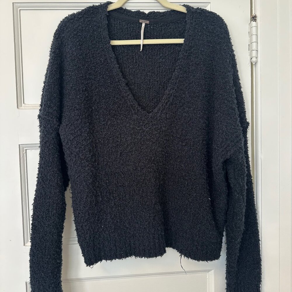 Free People Black V-Neck Sweater